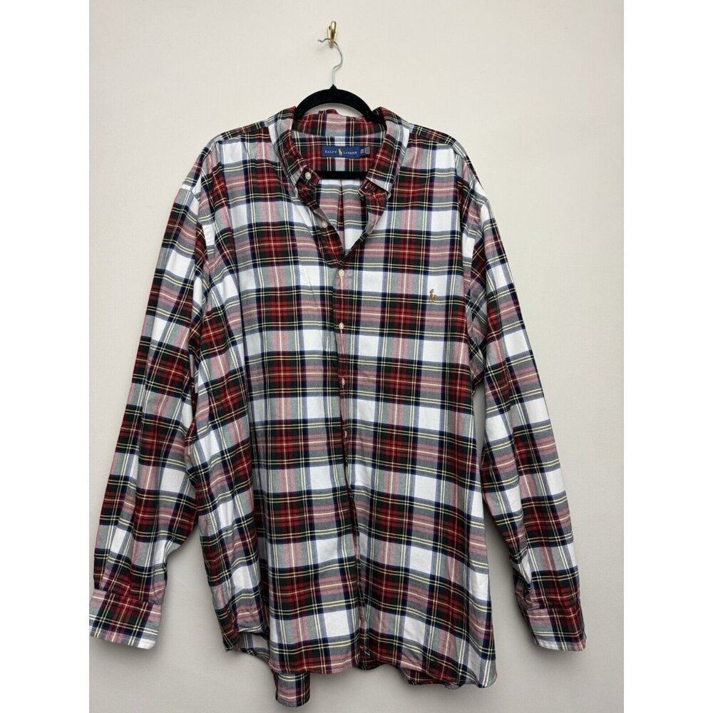 Mens Ralph Lauren Oxford Shirt Top Size 3XB Button Down Plaid Cotton